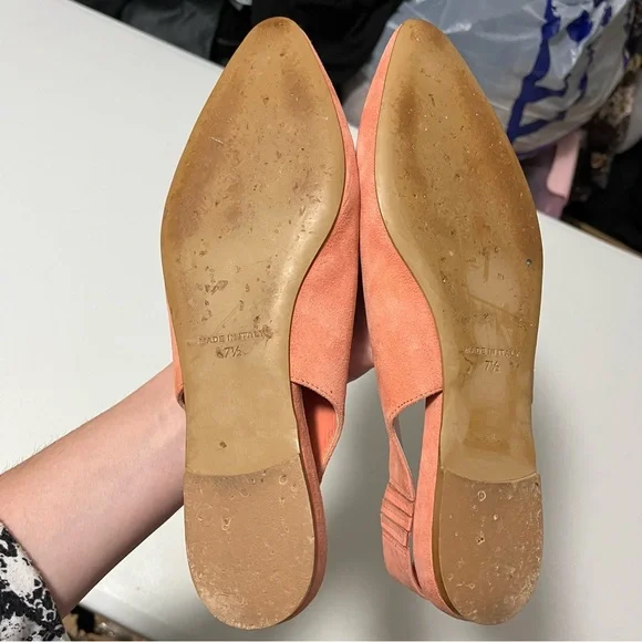 Everlane The V Slingback Rose Pink Suede Flats 7.5 - Picture 8 of 9